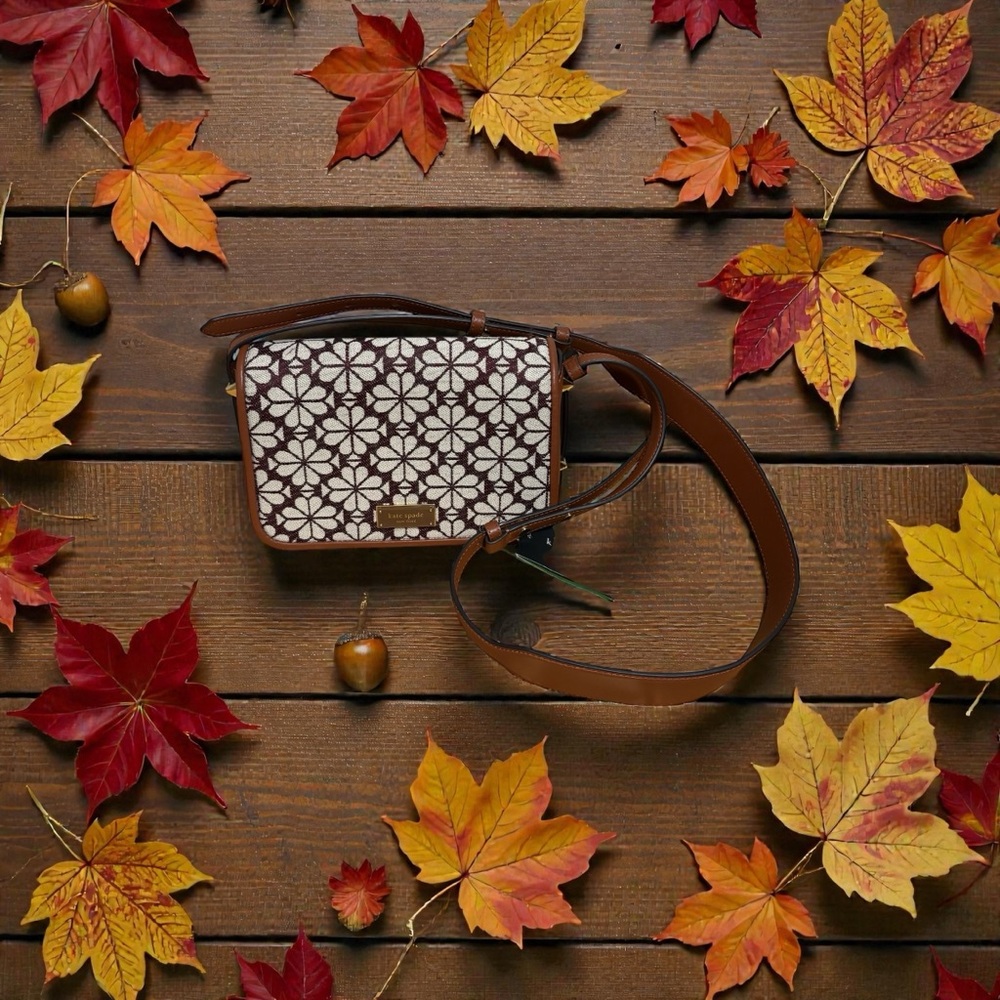 Kate Spade ♠️ Floral Crossbody Bag - Burgundy and Cream NWT - Picture 13 of 13